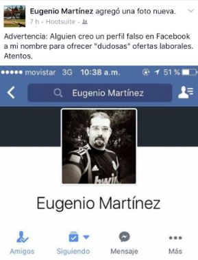 Perfil falso de Eugenio Martínez